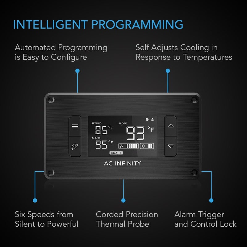AC Infinity نظام مروحة التبريد الهادئ AC Infinity AIRPLATE T9 بحجم 18" مع تحكم في الترموستات، لخزائن المسرح المنزلي AV - Image 3